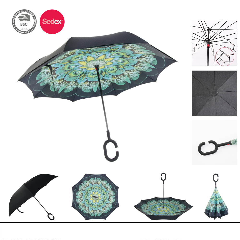 Palm Trees Vector Image Reverse Umbrella Double Layer Inverted Umbrellas For Car Rain Outdoor With C-Shaped Handle Customized